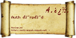 Auth Árpád névjegykártya